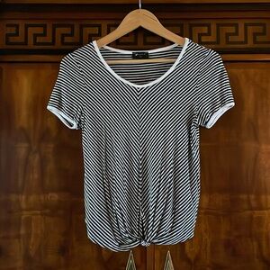 Fornia Girls Junior Striped Crew Neck Tee Sz L Rayon Stretch Casual Top